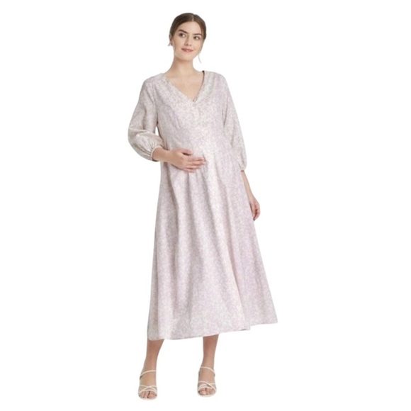 The Nines By Hatch Floral Print Button-Front Poplin Maternity Dress. Size XXL. - Picture 1 of 11